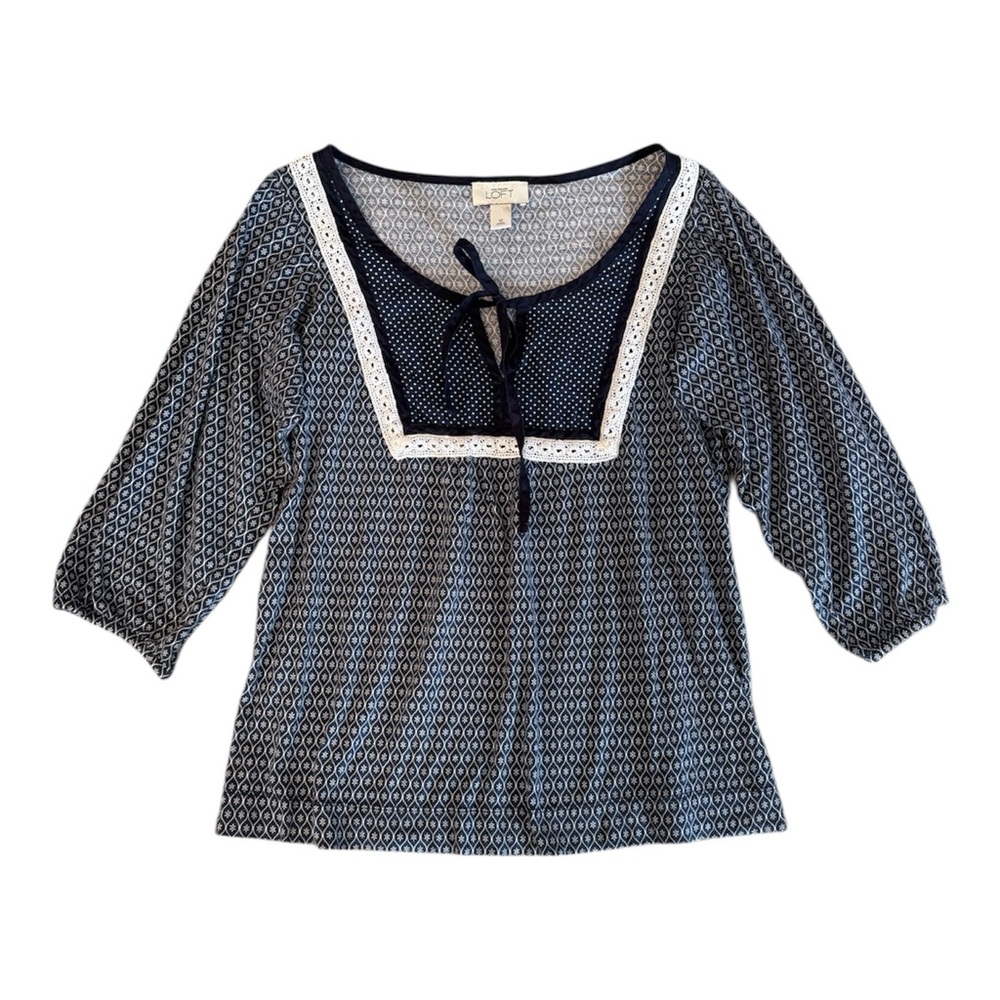 Ann Taylor Loft Boho Peasant Top Cottagecore Shirt 3/4 Sleeve Sz Medium
